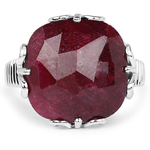 13.65 Carat Dyed Ruby .925 Sterling Silver Ring Bids.com