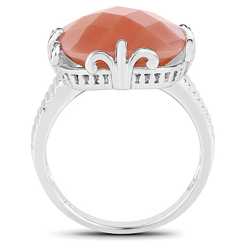 12.75 Carat Genuine Peach Moonstone .925 Sterling Silver Ring Bids.com