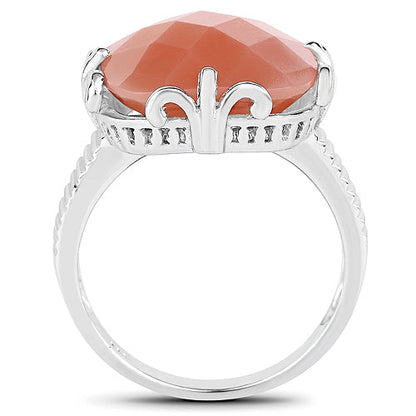 12.75 Carat Genuine Peach Moonstone .925 Sterling Silver Ring Bids.com