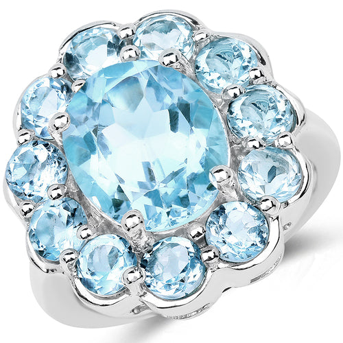 8.67 Carat Genuine Blue Topaz .925 Sterling Silver Ring Bids.com