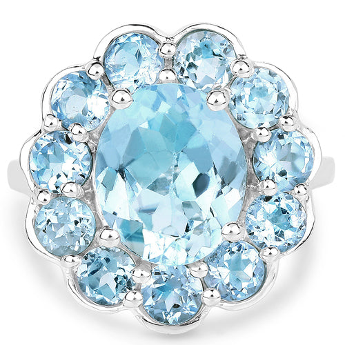 8.67 Carat Genuine Blue Topaz .925 Sterling Silver Ring Bids.com