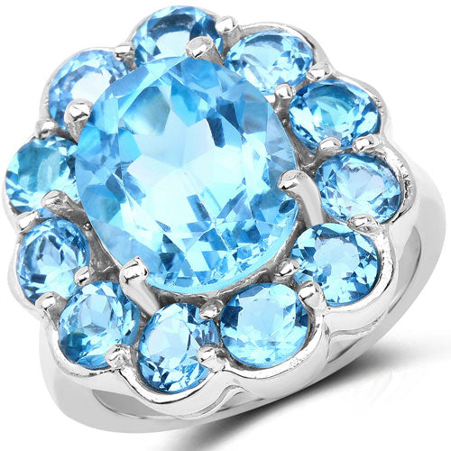 8.77 Carat Genuine Swiss Blue Topaz .925 Sterling Silver Ring Bids.com
