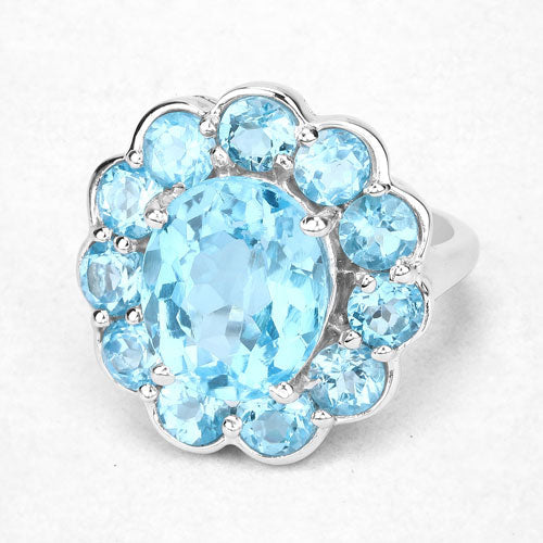8.77 Carat Genuine Swiss Blue Topaz .925 Sterling Silver Ring Bids.com