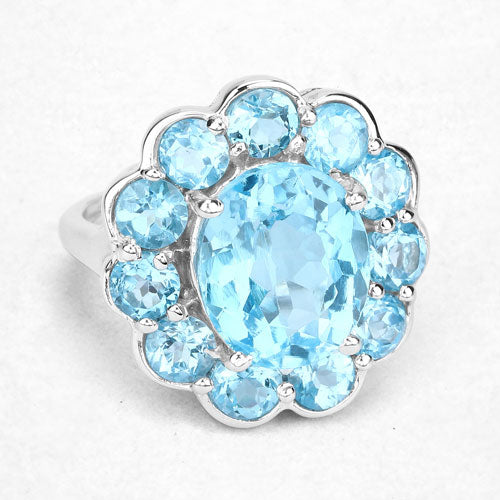 8.77 Carat Genuine Swiss Blue Topaz .925 Sterling Silver Ring Bids.com