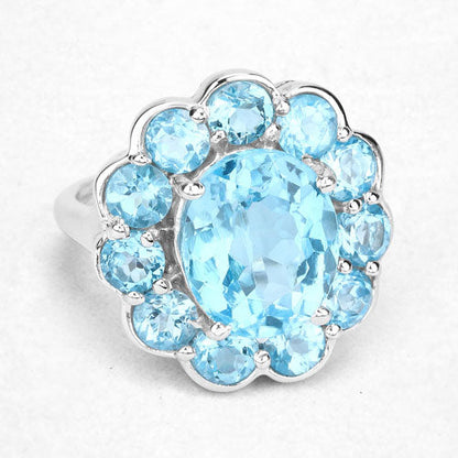 8.77 Carat Genuine Swiss Blue Topaz .925 Sterling Silver Ring Bids.com