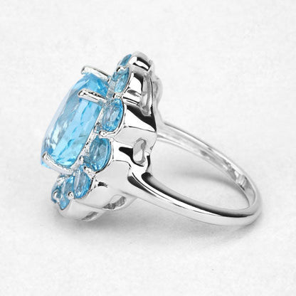 8.77 Carat Genuine Swiss Blue Topaz .925 Sterling Silver Ring Bids.com