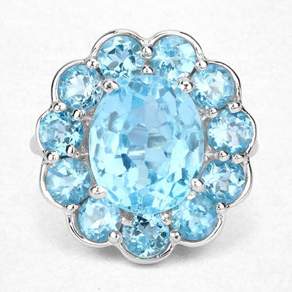 8.77 Carat Genuine Swiss Blue Topaz .925 Sterling Silver Ring Bids.com
