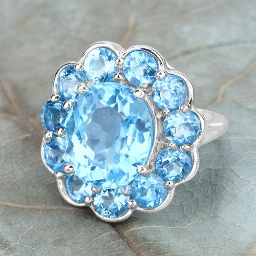 8.77 Carat Genuine Swiss Blue Topaz .925 Sterling Silver Ring Bids.com