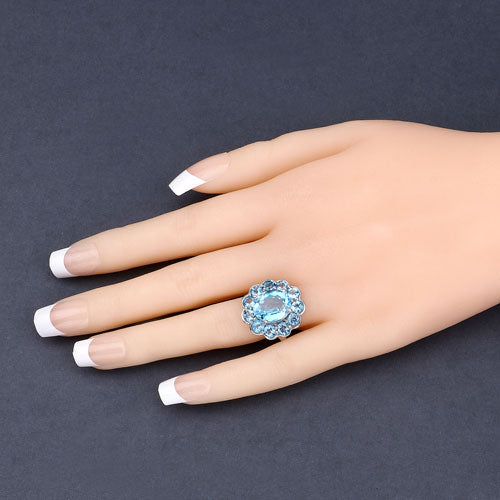 8.77 Carat Genuine Swiss Blue Topaz .925 Sterling Silver Ring Bids.com