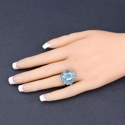 8.77 Carat Genuine Swiss Blue Topaz .925 Sterling Silver Ring Bids.com