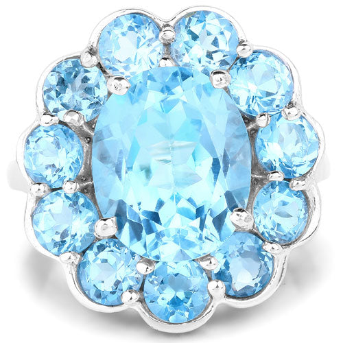 8.77 Carat Genuine Swiss Blue Topaz .925 Sterling Silver Ring Bids.com
