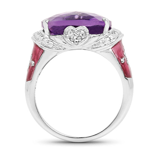 8.86 Carat Genuine Amethyst & White Topaz .925 Sterling Silver Ring Bids.com