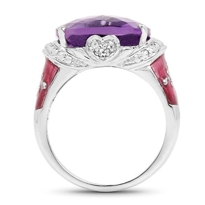 8.86 Carat Genuine Amethyst & White Topaz .925 Sterling Silver Ring Bids.com
