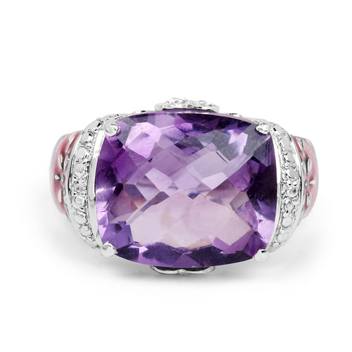 8.86 Carat Genuine Amethyst & White Topaz .925 Sterling Silver Ring Bids.com