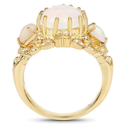 14K Yellow Gold Plated 3.26 Carat Genuine Ethiopian Opal .925 Sterling Silver Ring Bids.com