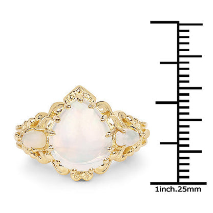 14K Yellow Gold Plated 3.26 Carat Genuine Ethiopian Opal .925 Sterling Silver Ring Bids.com