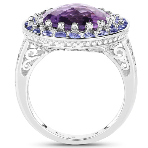 5.95 Carat Genuine Amethyst and Tanzanite .925 Sterling Silver Ring Bids.com