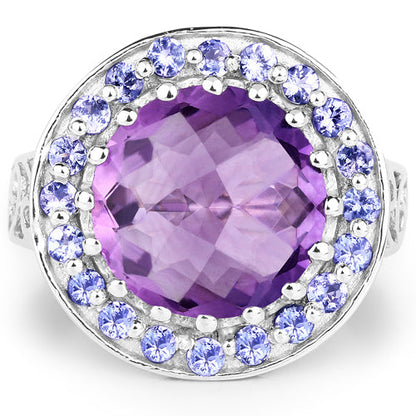 5.95 Carat Genuine Amethyst and Tanzanite .925 Sterling Silver Ring Bids.com