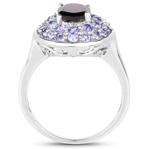 2.56 Carat Genuine Garnet & Tanzanite .925 Sterling Silver Ring Bids.com