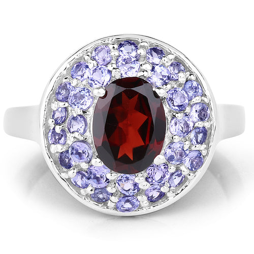 2.56 Carat Genuine Garnet & Tanzanite .925 Sterling Silver Ring Bids.com