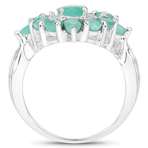 2.37 Carat Genuine Emerald .925 Sterling Silver Ring Bids.com