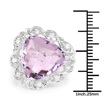 8.86 Carat Genuine Amethyst and White Zircon .925 Sterling Silver Ring Bids.com