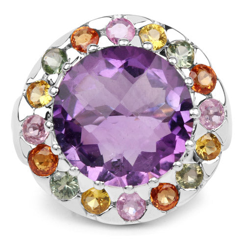 10.16 Carat Genuine Multi Stone .925 Sterling Silver Ring Bids.com