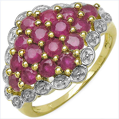 14K Yellow Gold Plated 2.08 Carat Genuine Ruby .925 Sterling Silver Ring Bids.com