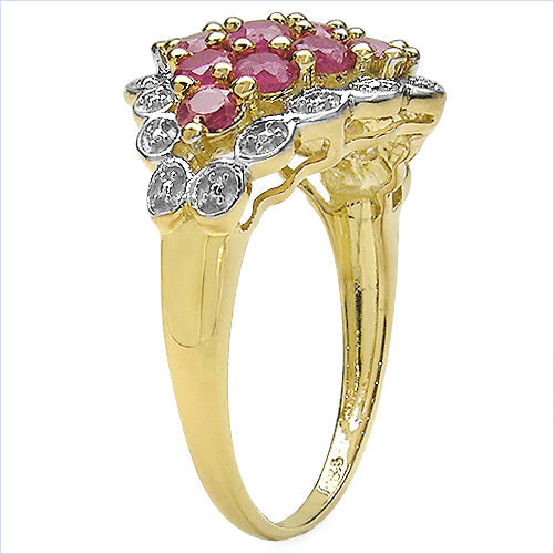 14K Yellow Gold Plated 2.08 Carat Genuine Ruby .925 Sterling Silver Ring Bids.com