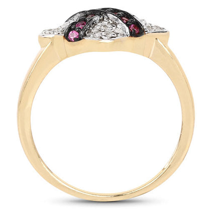 14K Yellow Gold Plated 0.57 Carat Genuine Ruby and White Cubic Zirconia .925 Sterling Silver Ring Bids.com