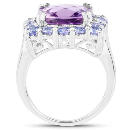 6.63 Carat Genuine Amethyst and Tanzanite .925 Sterling Silver Ring Bids.com
