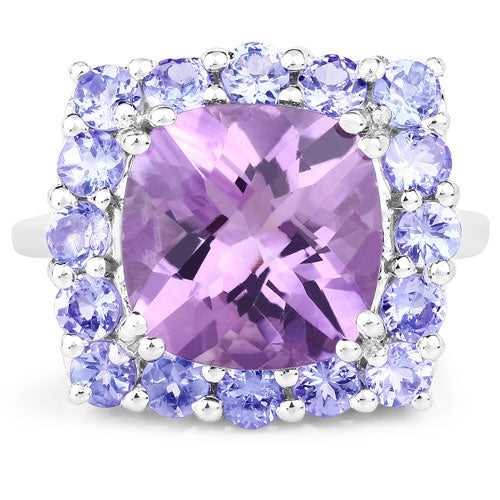6.63 Carat Genuine Amethyst and Tanzanite .925 Sterling Silver Ring Bids.com