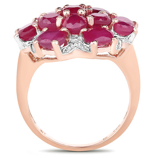 14K Rose Gold Plated 4.52 Carat Genuine Glass Filled Ruby .925 Sterling Silver Ring Bids.com