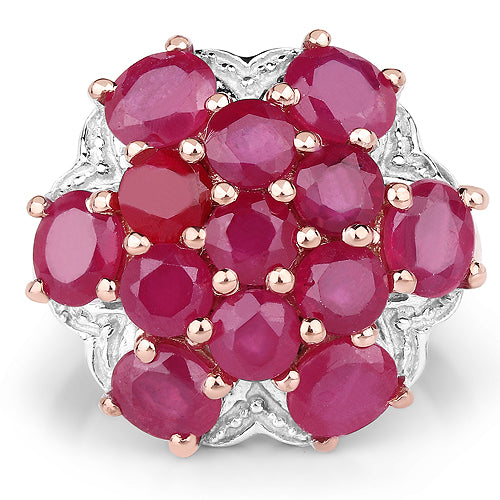 14K Rose Gold Plated 4.52 Carat Genuine Glass Filled Ruby .925 Sterling Silver Ring Bids.com