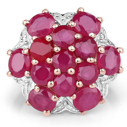 14K Rose Gold Plated 4.52 Carat Genuine Glass Filled Ruby .925 Sterling Silver Ring Bids.com