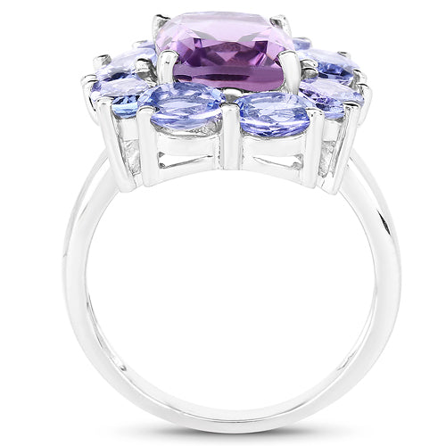 5.24 Carat Genuine Amethyst & Tanzanite .925 Sterling Silver Ring Bids.com