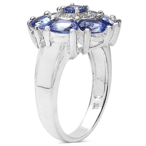2.58 Carat Genuine Tanzanite & White Topaz .925 Sterling Silver Ring Bids.com