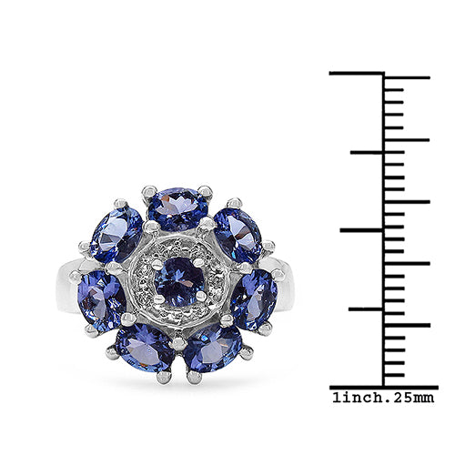 2.58 Carat Genuine Tanzanite & White Topaz .925 Sterling Silver Ring Bids.com