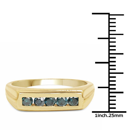 14K Yellow Gold Plated 0.50 Carat Genuine Blue Diamond .925 Sterling Silver Ring Bids.com