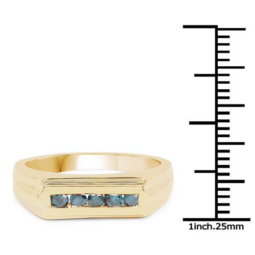 14K Yellow Gold Plated 0.25 Carat Genuine Blue Diamond .925 Sterling Silver Ring Bids.com