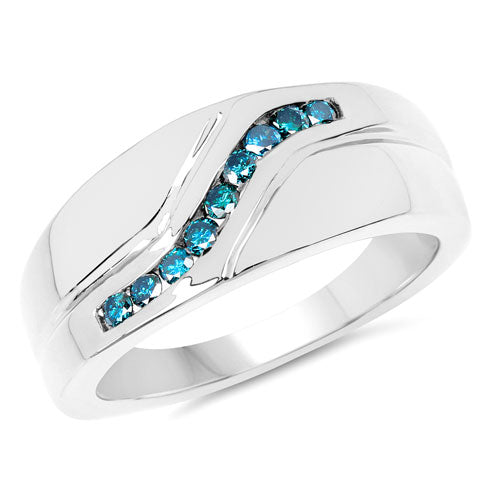 0.27 Carat Genuine Blue Diamond .925 Sterling Silver Ring Bids.com