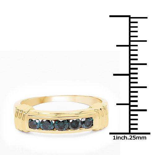 14K Yellow Gold Plated 0.50 Carat Genuine Blue Diamond .925 Sterling Silver Ring Bids.com