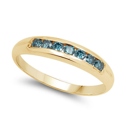 14K Yellow Gold Plated 0.35 Carat Genuine Blue Diamond .925 Sterling Silver Ring Bids.com