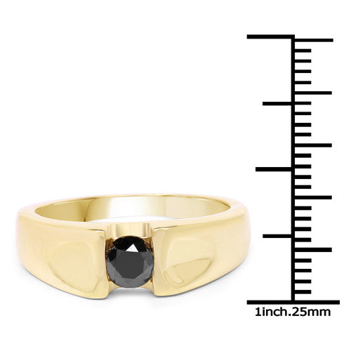 14K Yellow Gold Plated 0.25 Carat Genuine Black Diamond .925 Sterling Silver Ring Bids.com