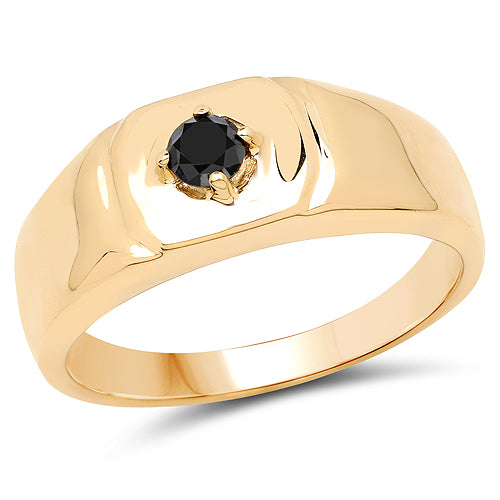 14K Yellow Gold Plated 0.20 Carat Genuine Black Diamond .925 Sterling Silver Ring Bids.com