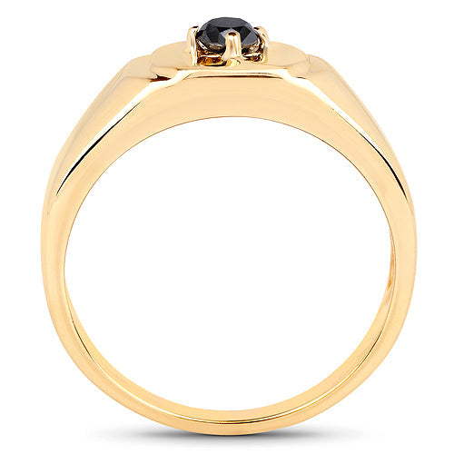 14K Yellow Gold Plated 0.20 Carat Genuine Black Diamond .925 Sterling Silver Ring Bids.com