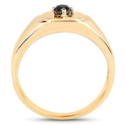 14K Yellow Gold Plated 0.20 Carat Genuine Black Diamond .925 Sterling Silver Ring Bids.com