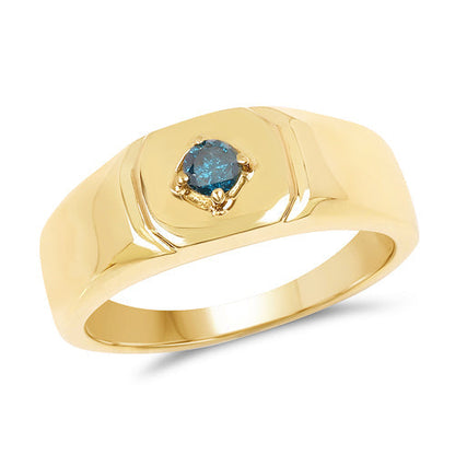 14K Yellow Gold Plated 0.20 Carat Genuine Blue Diamond .925 Sterling Silver Ring Bids.com
