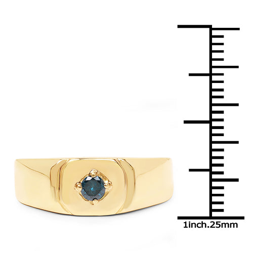 14K Yellow Gold Plated 0.20 Carat Genuine Blue Diamond .925 Sterling Silver Ring Bids.com