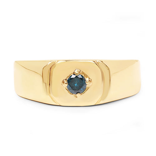 14K Yellow Gold Plated 0.20 Carat Genuine Blue Diamond .925 Sterling Silver Ring Bids.com